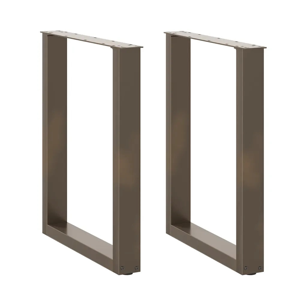 Gambe per tavolo da pranzo a forma di U 2 pz in acciaio naturale 70x(72-73) cm