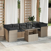 vidaXL Set Divano da Giardino 8pz con Cuscini Grigio Chiaro Polyrattan