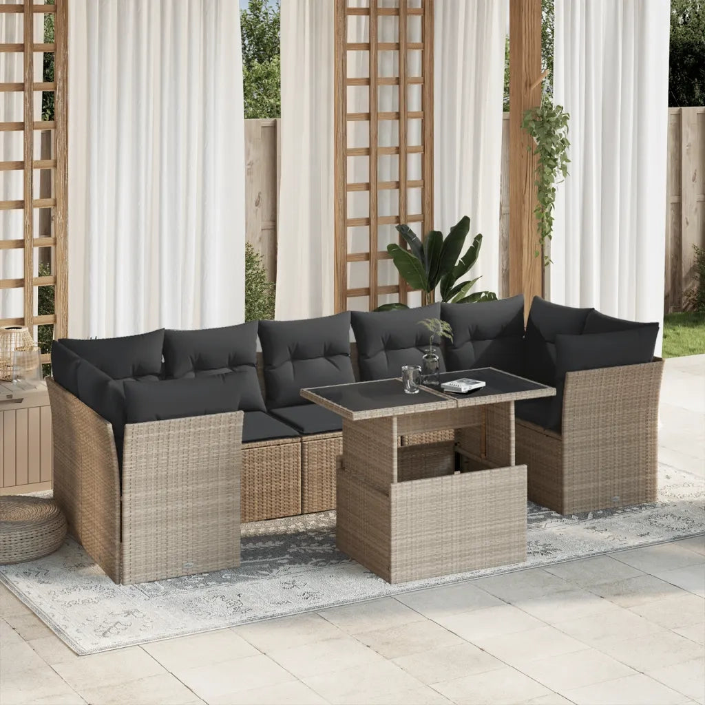 vidaXL Set Divano da Giardino 8pz con Cuscini Grigio Chiaro Polyrattan