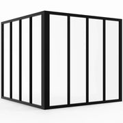 IDMarket - Tetto in vetro angolare a 8 vetri L. 116 x L.116 x H.108 cm in metallo nero e vetro temperato