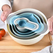 Set di preparazione alimentare compatta 9 pezzi con frullatore, misurino, setaccio e griglia, edizione speciale, azzurro chiaro