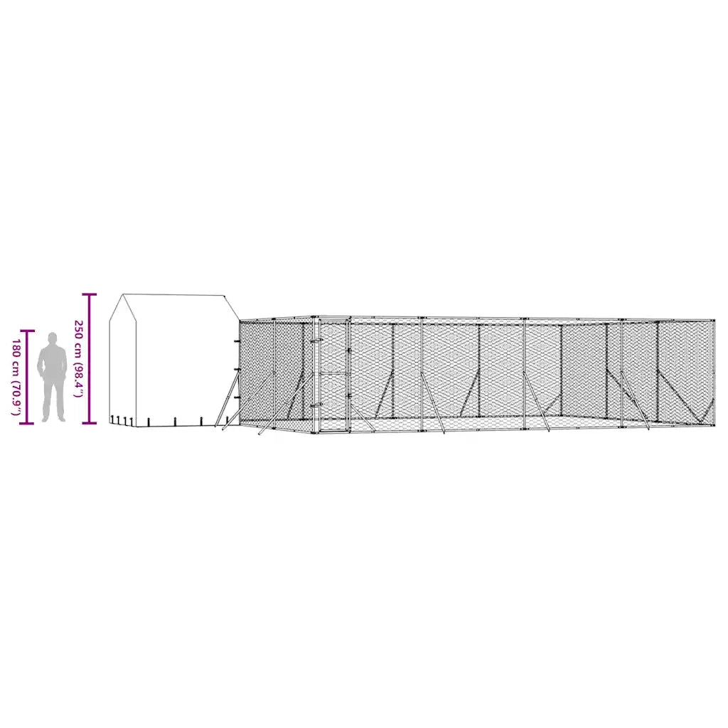 Cuccia Cani da Esterno Tetto Argento 10x6x2,5 m Acciaio Zincato 3190480