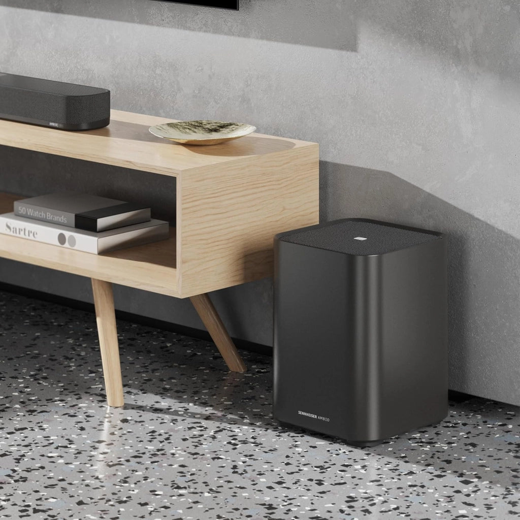 Sennheiser AMBEO Sub per TV e musica - Audio surround 3D immersivo - Bassi profondi fino a 27 Hz - Subwoofer da 8" con amplificatore di classe D da 350 W - Per prodotti Soundbar AMBEO