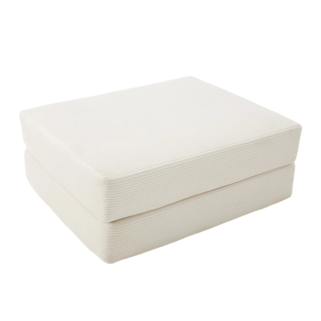 Poltrona pouf convertibile con funzione letto e design pieghevole in velluto a coste beige