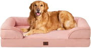 Letto per cani ortopedico per grandi cani, 112x81x15cm, Cuscino per cani in espanso poliuretano XL, Divano per cani lavabile, Impermeabile, Antiscivolo, Bancopiede per cani con bordo alto, Rosa