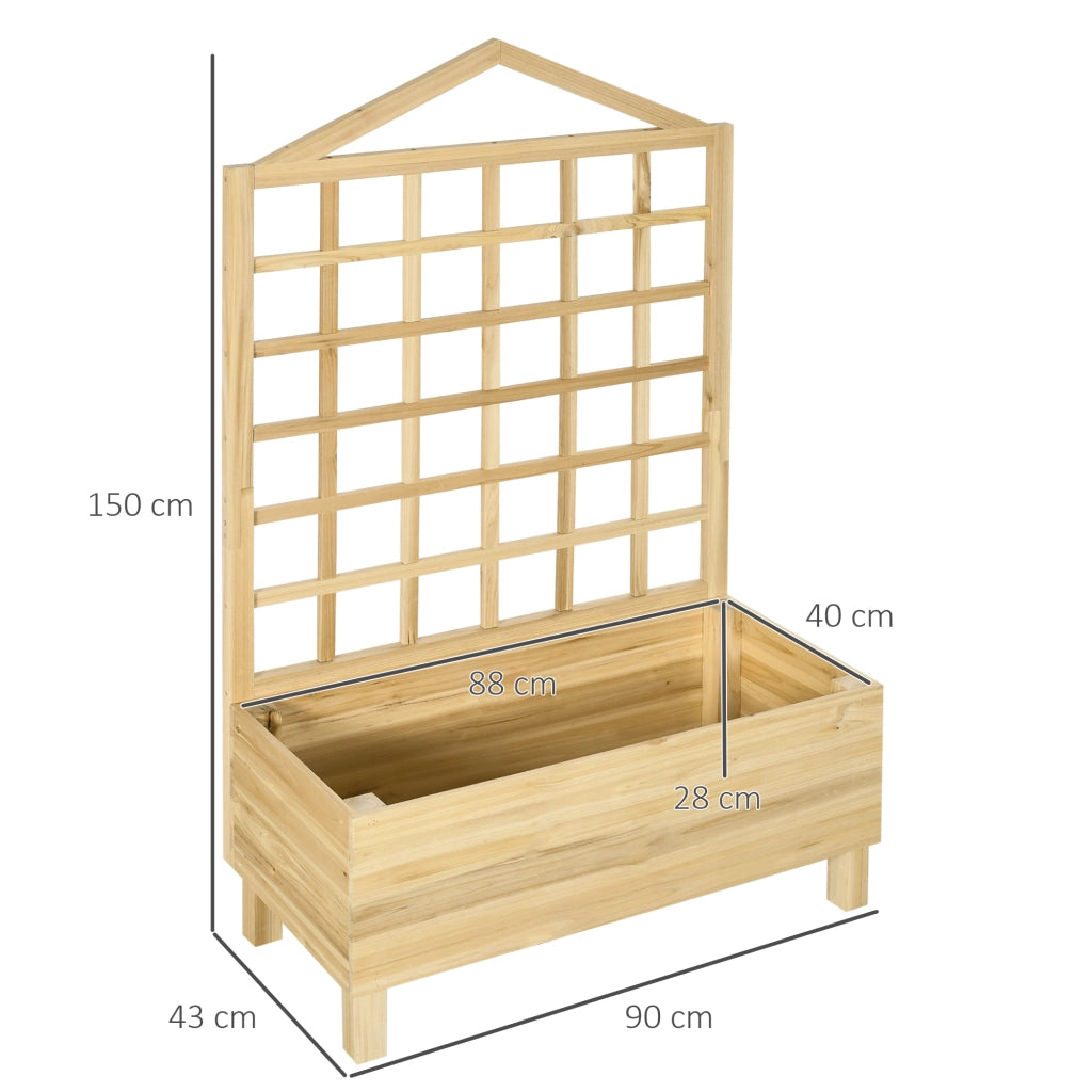 Fioriera in Legno di Abete con Grigliato ¨C Zephmum ¨C Grigio 90x43x150 cm