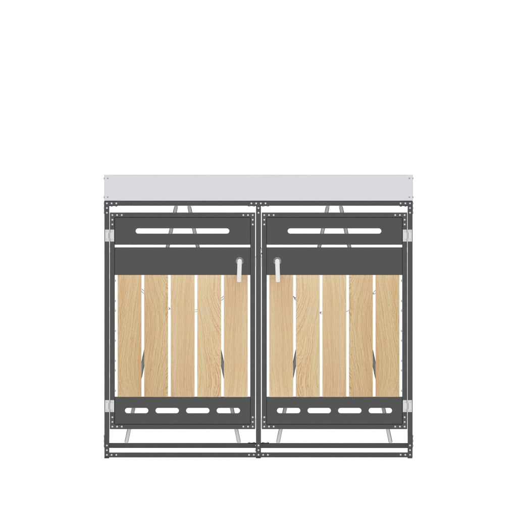 Box Portarifiuti con Fioriera ¨C MINIMAL ¨C Legno, Metallo, con Serratura