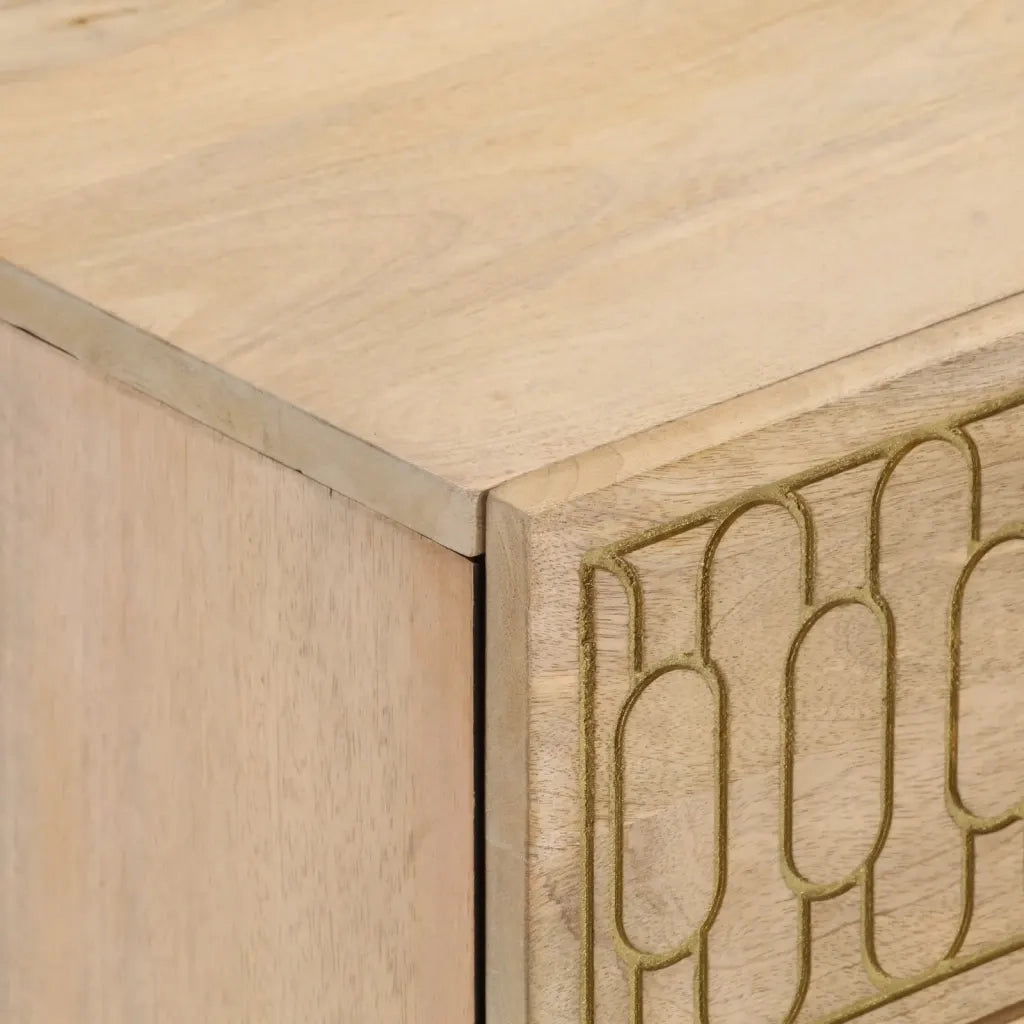Set di 2 Comodini | Armadio da Notte | Mobiletto da notte 40x33x46 cm in Legno Massello di Mango