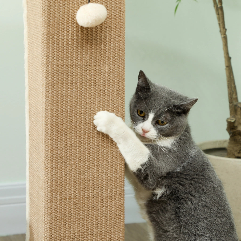 Tiragraffi per Gatti ¨C Xylo ¨C 81cm Beige con Palo Sisal e Pallina