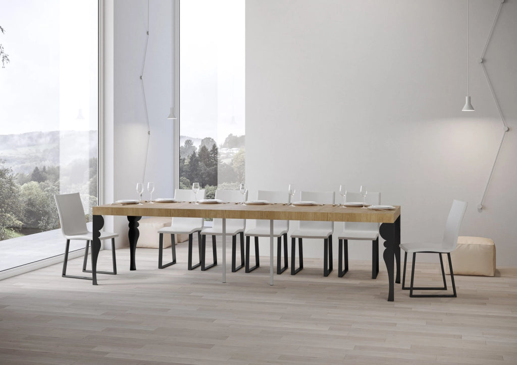 Consolle allungabile 90x40/300 cm Paxor Premium Quercia Natura telaio Antracite
