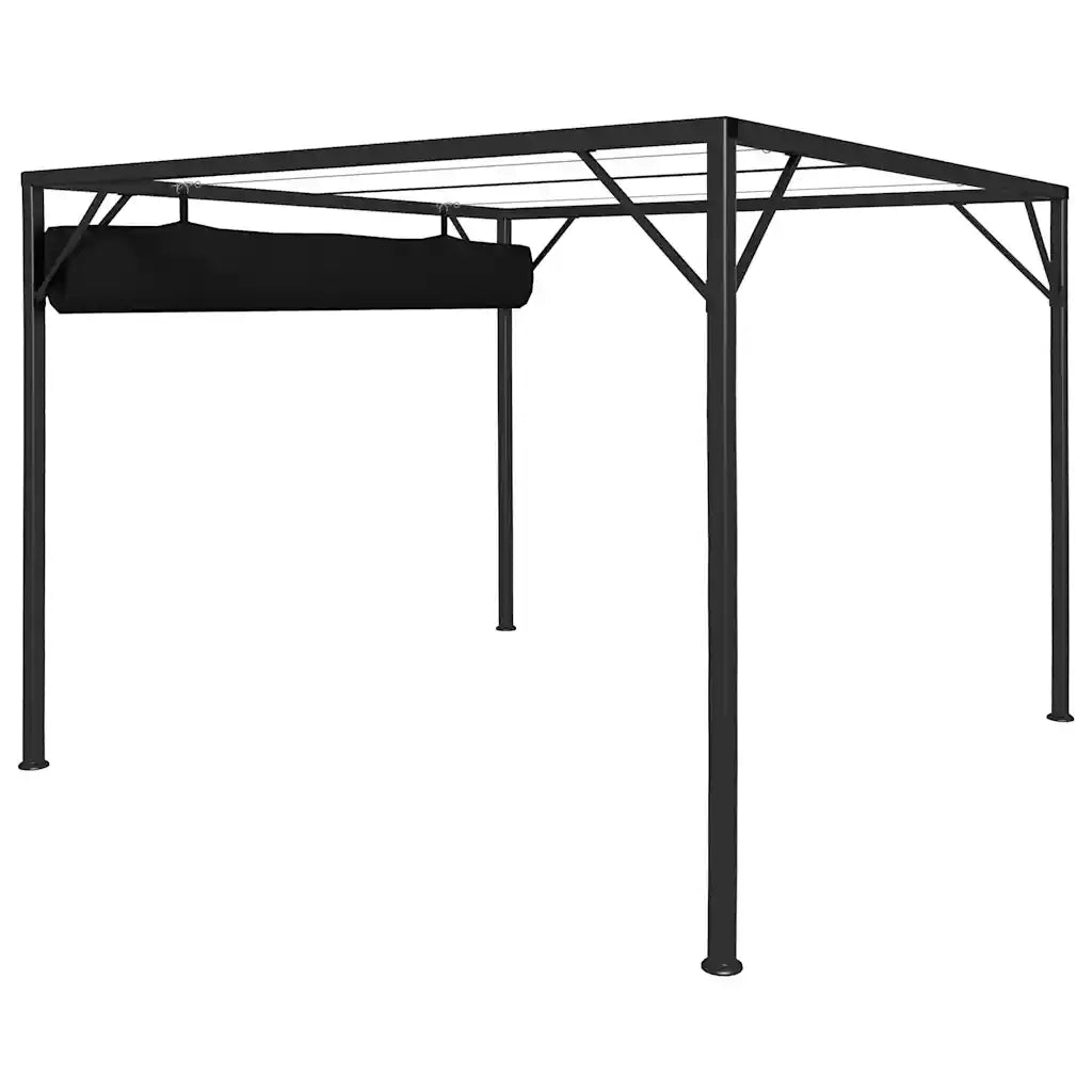 Gazebo | Pergolato da Giardino con Tetto a Scomparsa 3x3 m Antracite