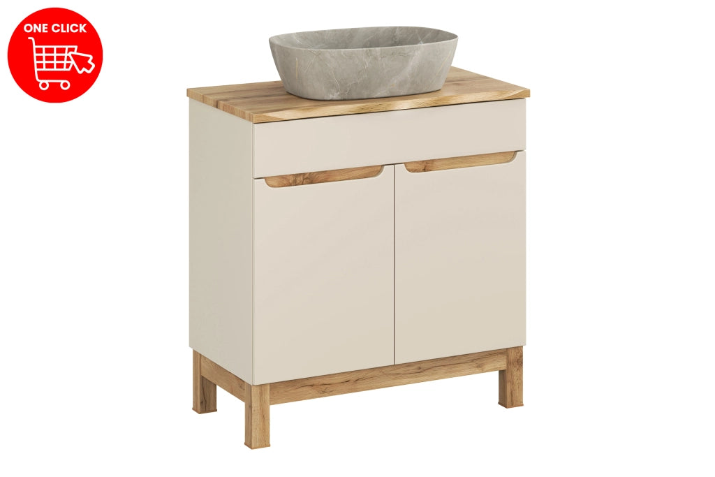 Set mobili bagno 80 cm con piano e lavabo da appoggio Anna Bali Cashmere 80 x 1401 x 46 cm
