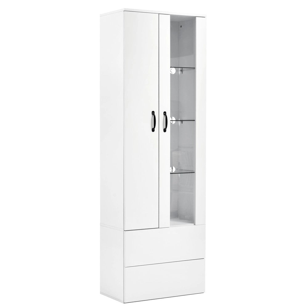 Vetrina LED con 2 Ante in Vetro ¨C MINIMAL ¨C Bianca, Soggiorno