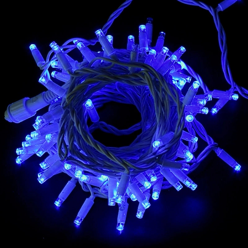 CATENA LUMINOSA NATALIZIA 30 METRI CON 300 MAXI-LED LUCI BLU FISSE E BIANCHE FLASH - EFFETTO CIELO STELLATO IDEALE PER DECORAZIONI ESTERNE