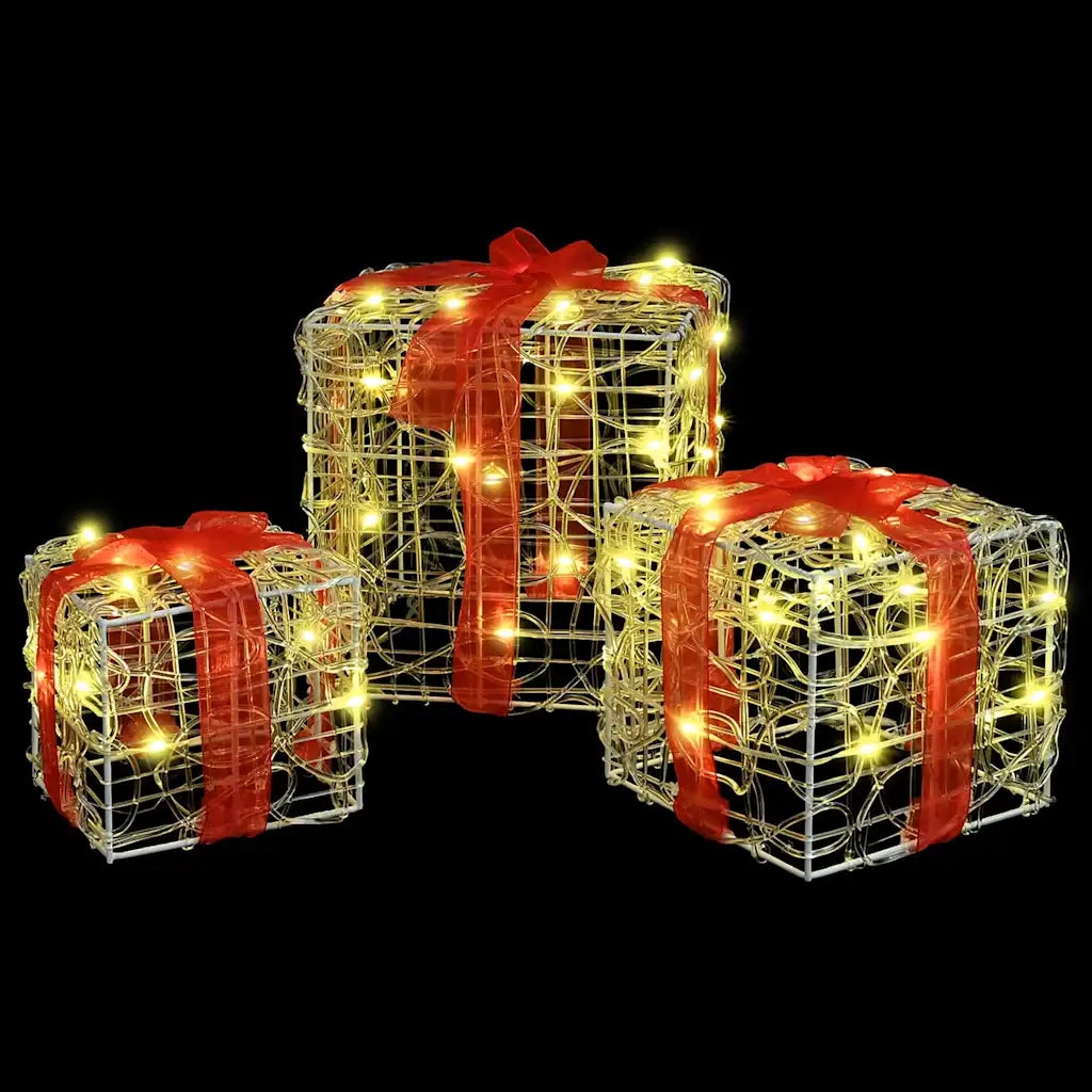 Scatola Regalo 3 pcs Bianco caldo 20 x 20 x 20 cm Acrilico 42019091