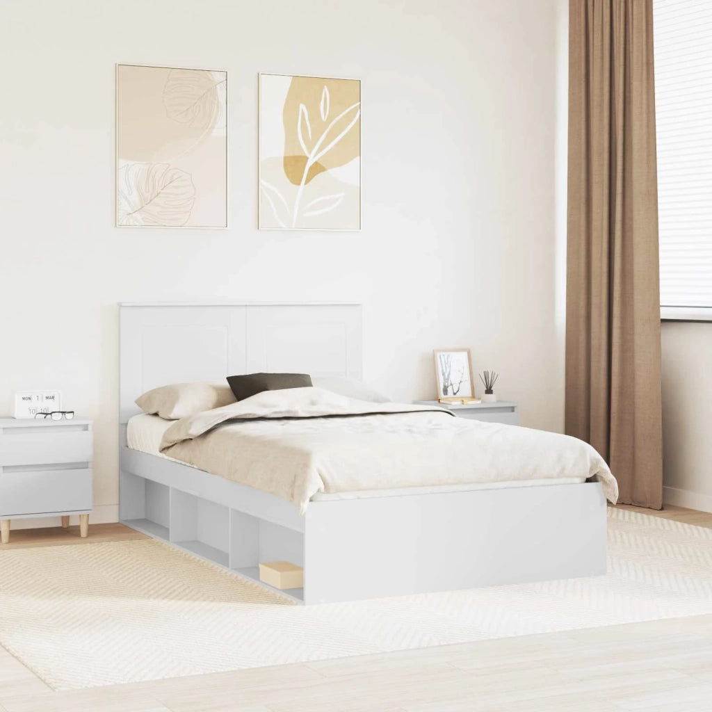 Struttura del letto Bianco 135 x 190 cm Pino massello 3409363