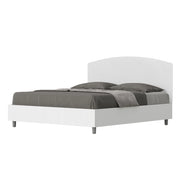 Letto Matrimoniale 160x190 cm con Rete e Contenitore Alzata Comoda Struttura Bianco Frassico e Testata in Similpelle