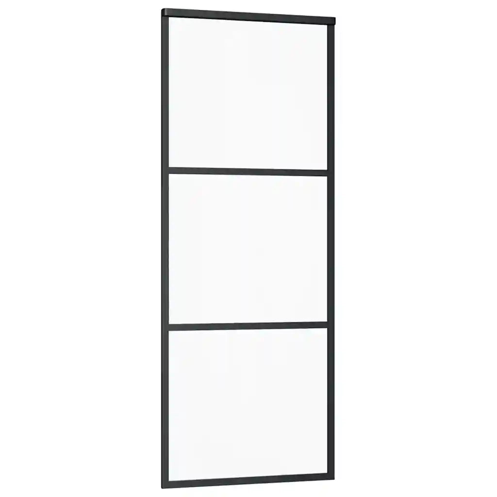 Porta Scorrevole con Ferramenta Nera 76x205 cm in Vetro ESG