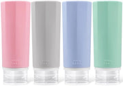 Set di flaconi da viaggio da 4 - 100 ml - Senza residui - Contenitori riutilizzabili - Formato da viaggio - Cosmetici - Liquidi - Set da viaggio