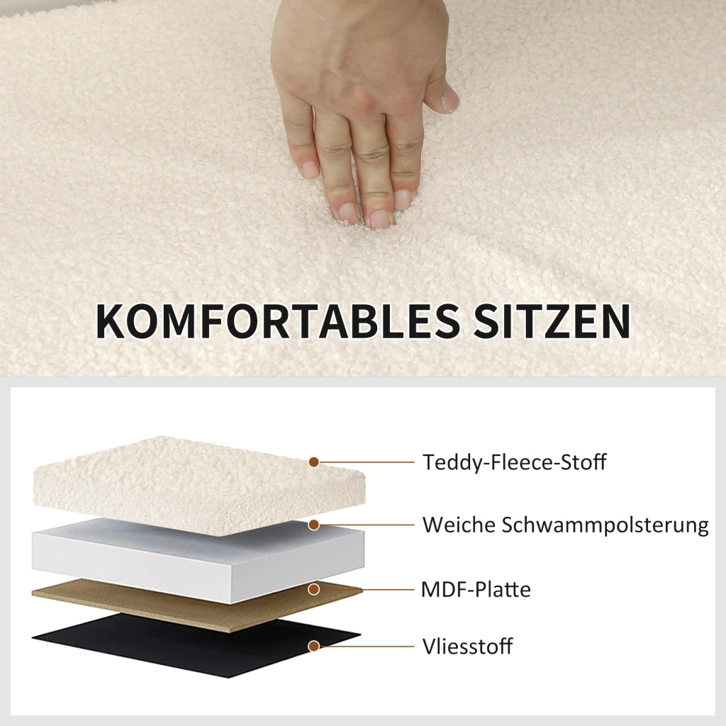 Panca contenitore imbottita ¨C Xylo ¨C tessuto crema con coperchio salvaspazio