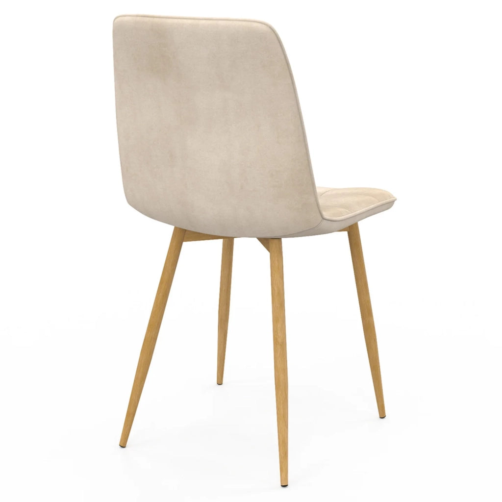 IDMarket - Set di 6 sedie da pranzo MILA in velluto beige con gambe effetto legno