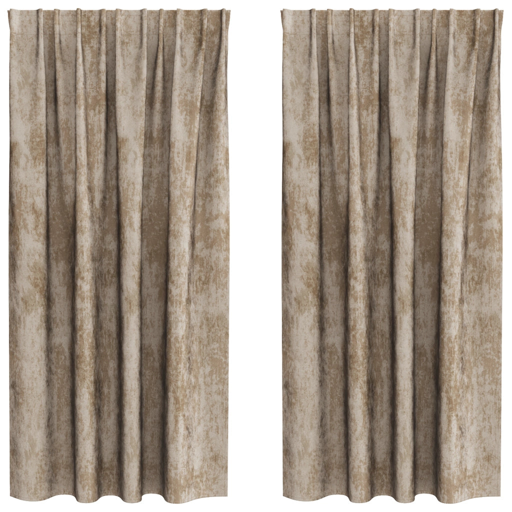 Tende in Velluto 2 pz con Occhielli Champagne 175x140 cm
