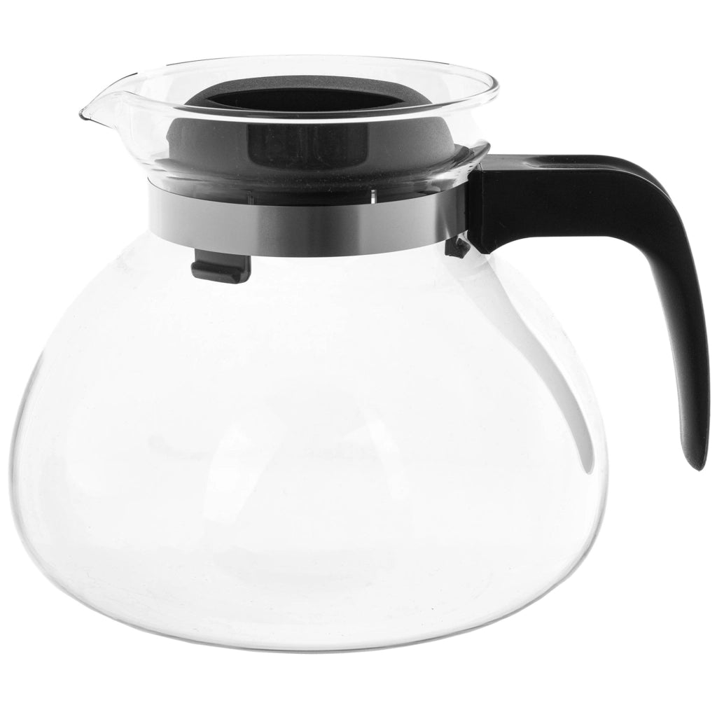 KADAX Brocca in vetro per tè e caffè da 1,7 l, resistente al calore, con coperchio, colore nero.