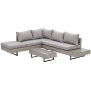 Set Divano da Giardino con Tavolino ¨C Zephmum ¨C Rattan Grigio 5 Pezzi