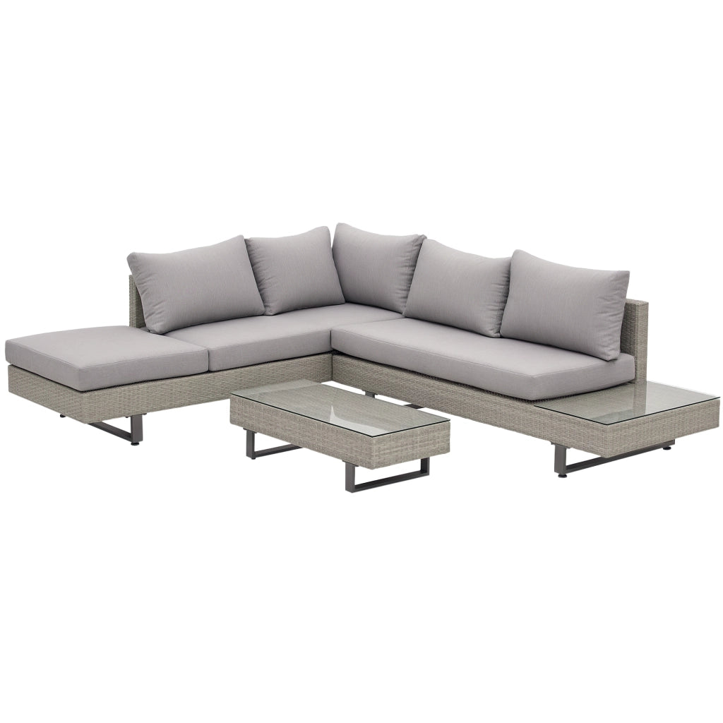 Set Divano da Giardino con Tavolino ¨C Zephmum ¨C Rattan Grigio 5 Pezzi