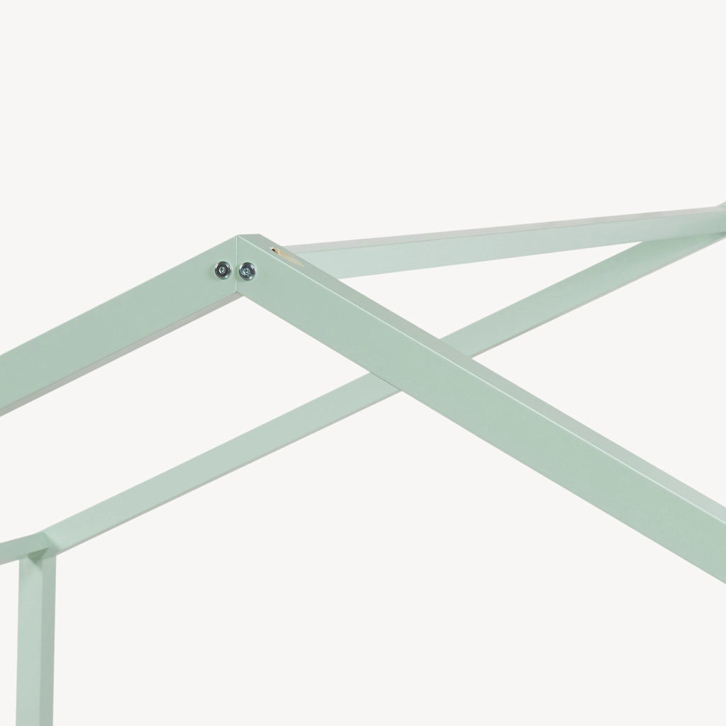 Letto per Cameretta Treviolo a Forma di Casetta in Stile Montessori con Materasso 120x200 cm - Menta Verde/Bianco [en.casa]