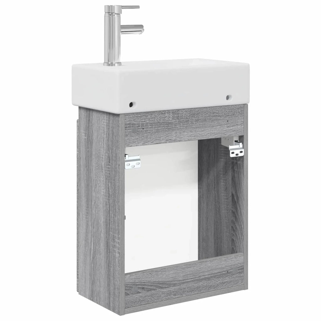 Mobile bagno con rubinetto Sonoma grigio 45,5 x 22,5 x 84 cm 889477