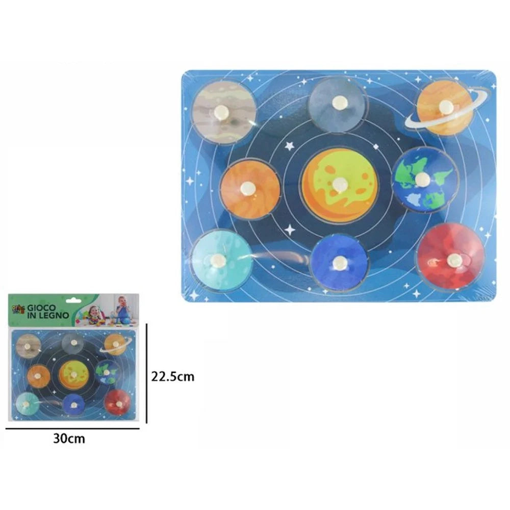 Trade Shop - Puzzle A Incastro Tema Pianeti Gioco Educativo In Legno Per Bambini Con Pomelli 07541 -