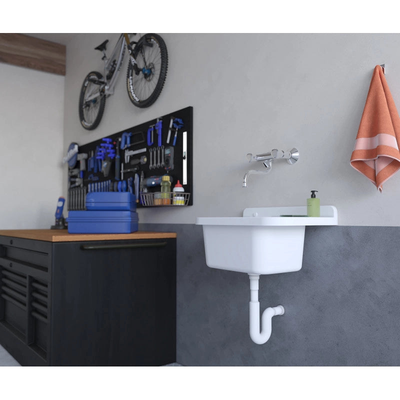Pilozzo a muro da esterno 60x34 cm con troppopieno  Marmo  Giardino e garage  Kit di montaggio e scarico  Negrari