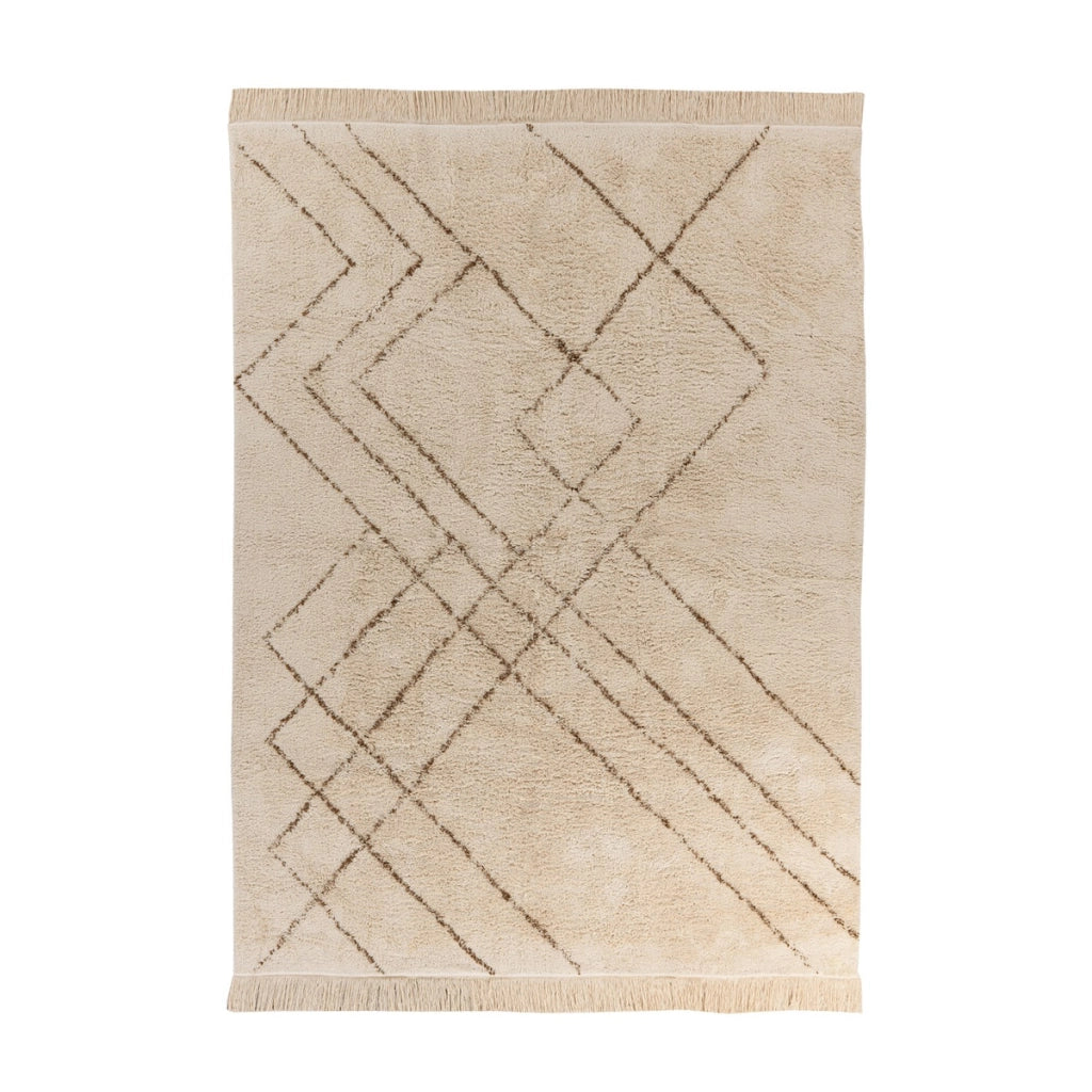 Tappeto Mylen a pelo corto in cotone crema e marrone