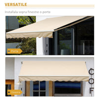 Tenda da Sole Avvolgibile a Parete 4x2.5m in Poliestere Beige