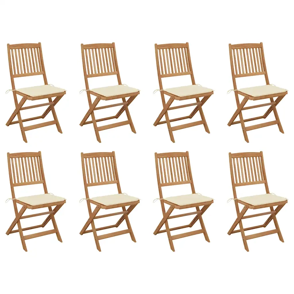 Sedie da Giardino Pieghevoli 8 pz con Cuscini Massello Acacia cod mxl 13853