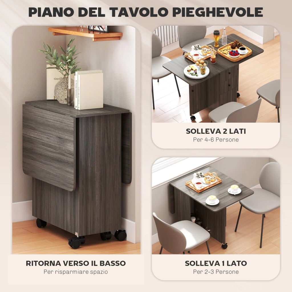 Tavolo a ribalta con cassetti e armadietto ¨C Zephmum ¨C Legno, Grigio, 120x60x76.5 cm