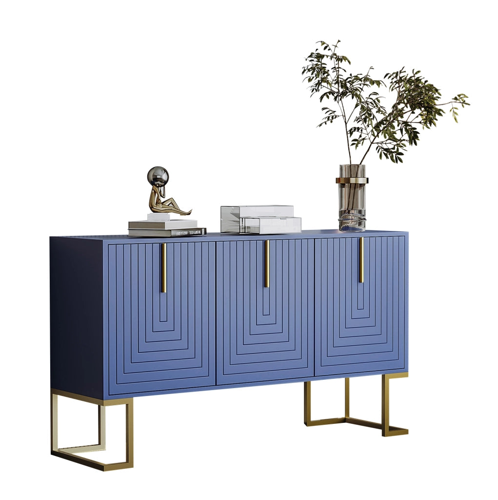 Credenza a 3 ante con ripiani regolabili; MDF blu navy