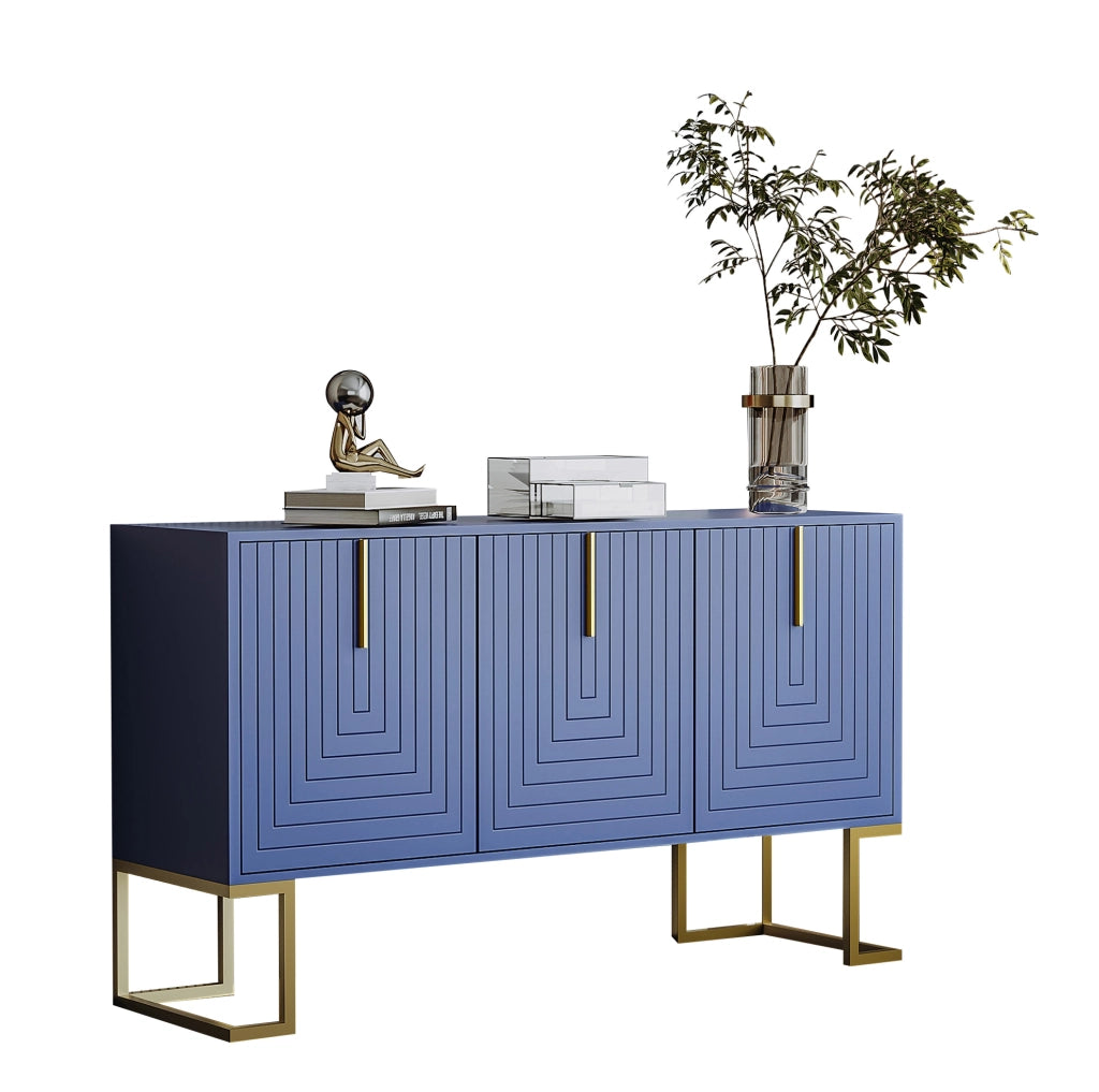 Credenza a 3 ante con ripiani regolabili; MDF blu navy