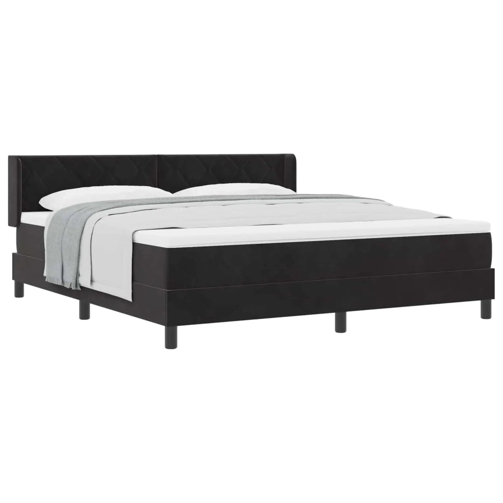 Letto a molle con testiera Nero 200 x 180 cm Velluto 3341536