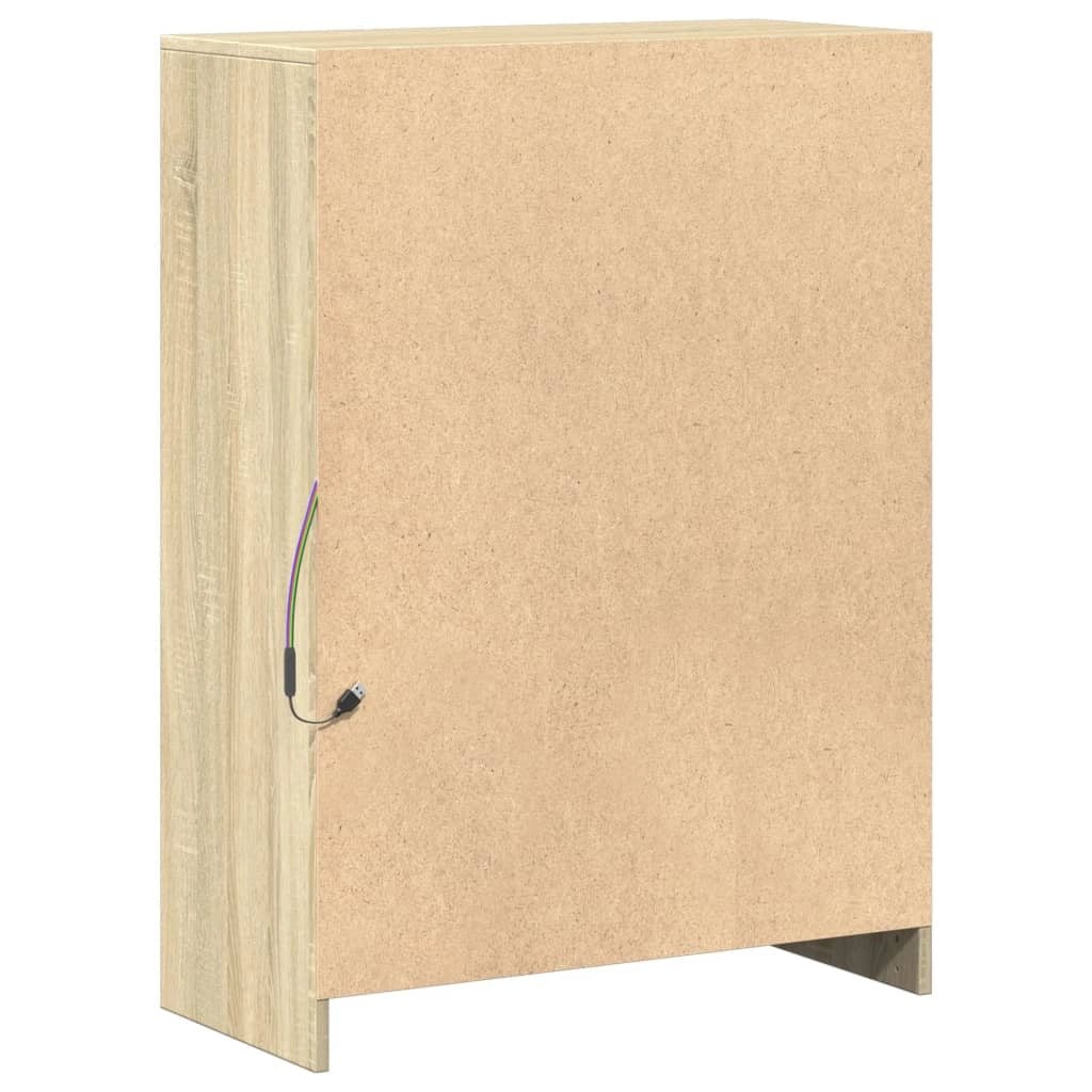 Buffet credenza cassettiera armadio mobile contenitore organizer per cucina soggiorno salotto con illuminazione a LED rovere Sonoma 72 x 34 x 100 cm legno ingegnerizzato marrone 02_0029797