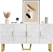 Dressoio di Cucina - Bianco con Oro - Cassetta di Servizio - Cassetta di Cucina - Cassetta - Sala da Pranzo - Con Scomparti di Archiviazione