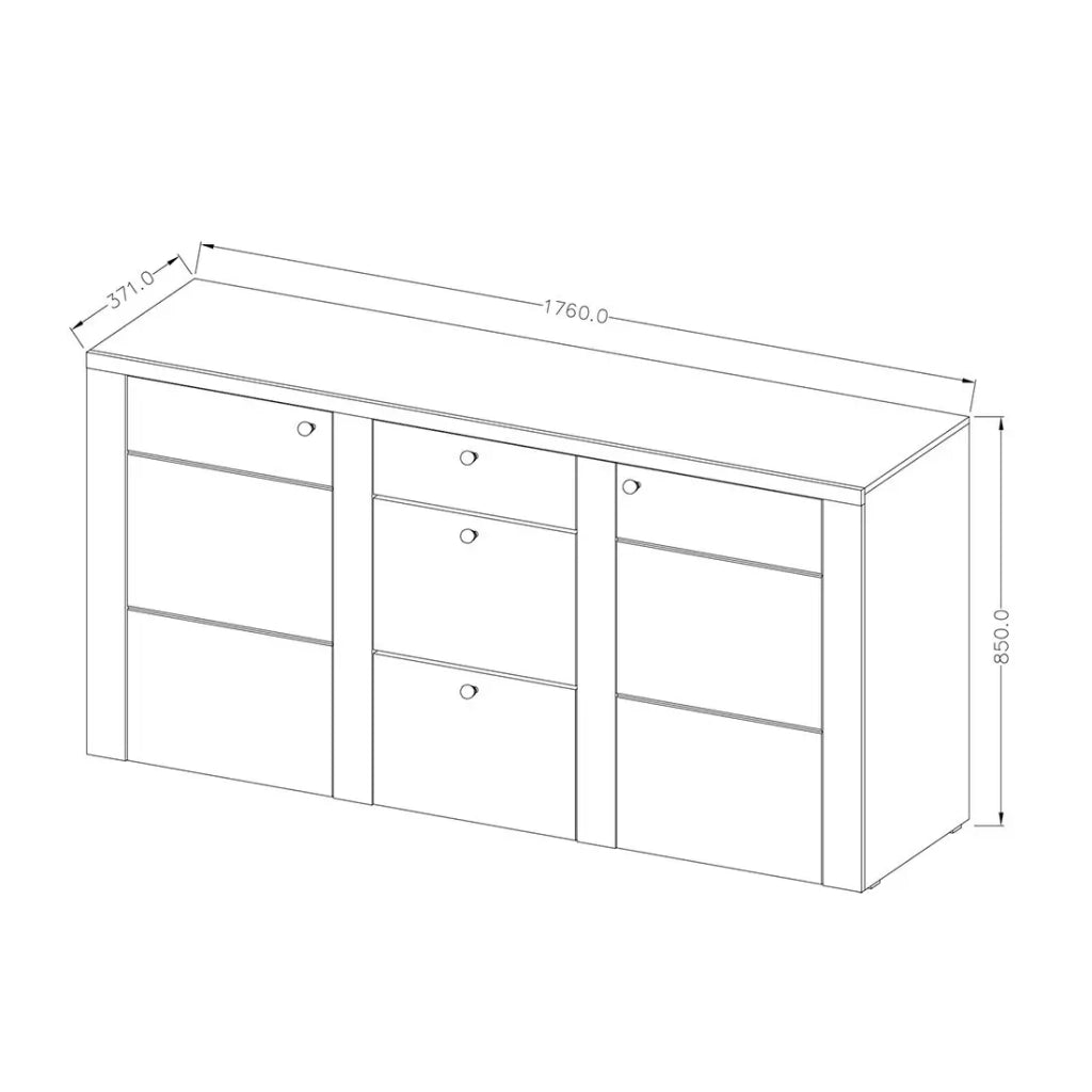 Buffet design 175cm per soggiorno colore rovere collezione SANTIAGO.