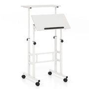 Scrivania mobile sit-stand 60 x 30 x 72-124 cm regolabile e inclinabile design moderno in MDF bianco 20_0010835