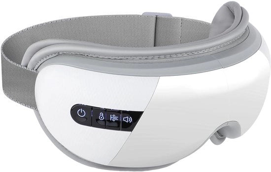Oogmassaggio con calore e musica Bluetooth, maschera per orecchie con temperatura costante e vibrazioni multifrequenziali, maschera elettrica per orecchie per alleviare occhi gonfi e secchi
