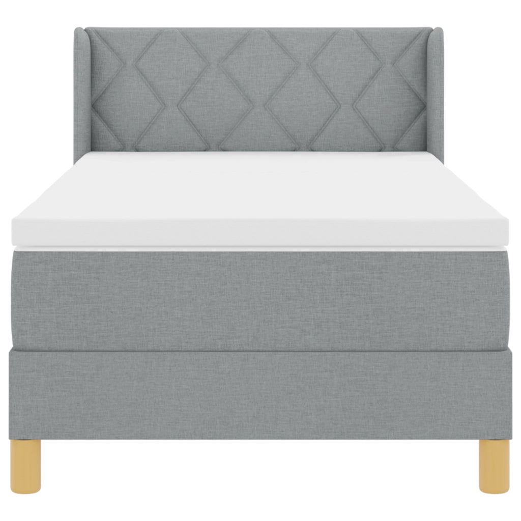 Letto Box Spring e Materasso Grigio Chiaro 90x200 cm Tessuto