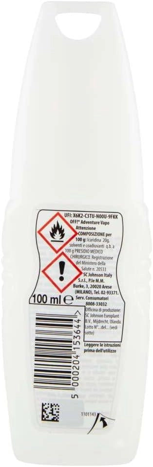 JOHNSON REPELLENTE SPRAY ADVENTURE OFF VAPO REPELLENTE ZANZARE ZECCHE E TAFANI 100 ML