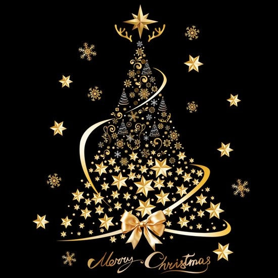 Decorazione per albero di Natale con stella di vetro, adesivi per decorare la finestra (45 x 30 cm)