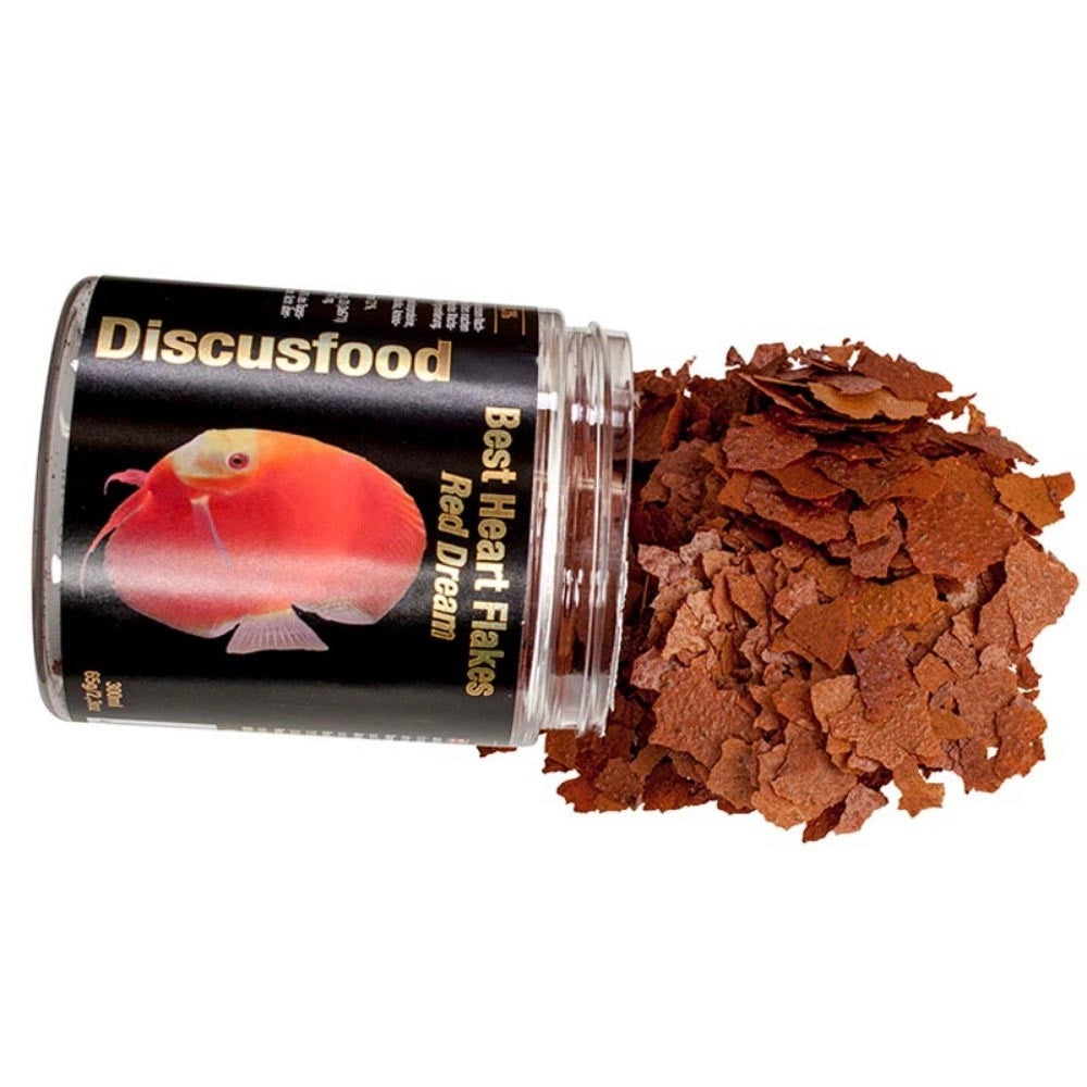 DiscusFood Best Heart Flakes Red Dream 300ml - mangime in fiocchi per la colorazione di Discus
