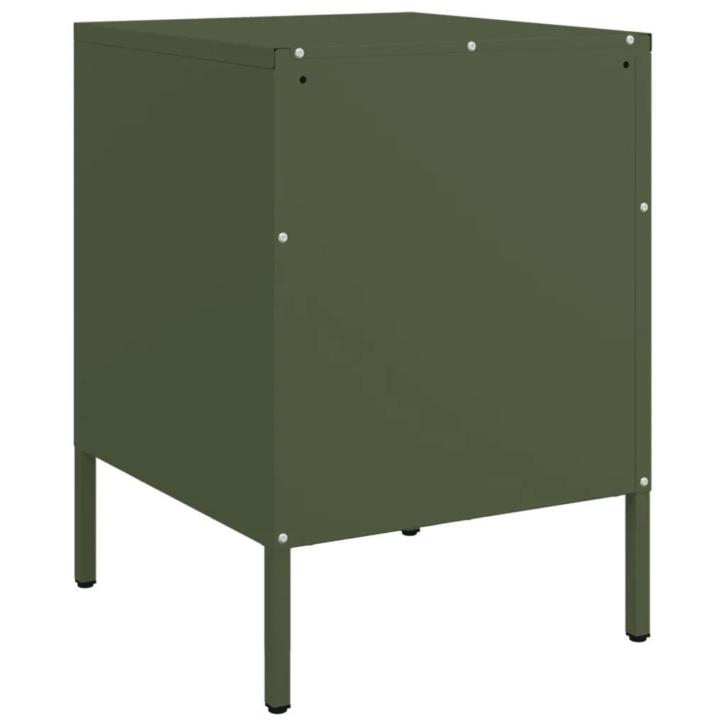 Comodino | Armadio da Notte | Mobiletto da notte Verde Oliva 36x39x50,5 cm in Acciaio